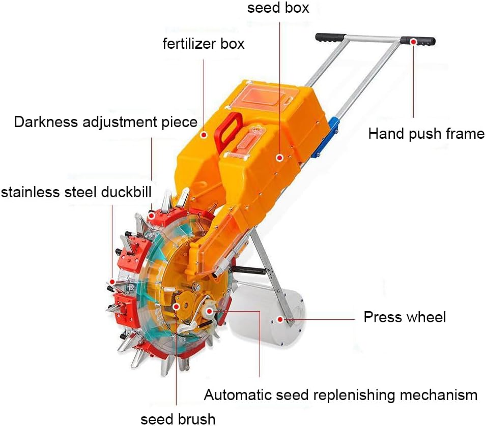 Hand-Push Roller Seeder, Lawn & Garden Spreaders with Wheels,Manual Seeder,Garden Seeder,Corn Planter Seeder, for Soy Peanut Corn Cotton Soybean,7 Mouths (5 Mouths