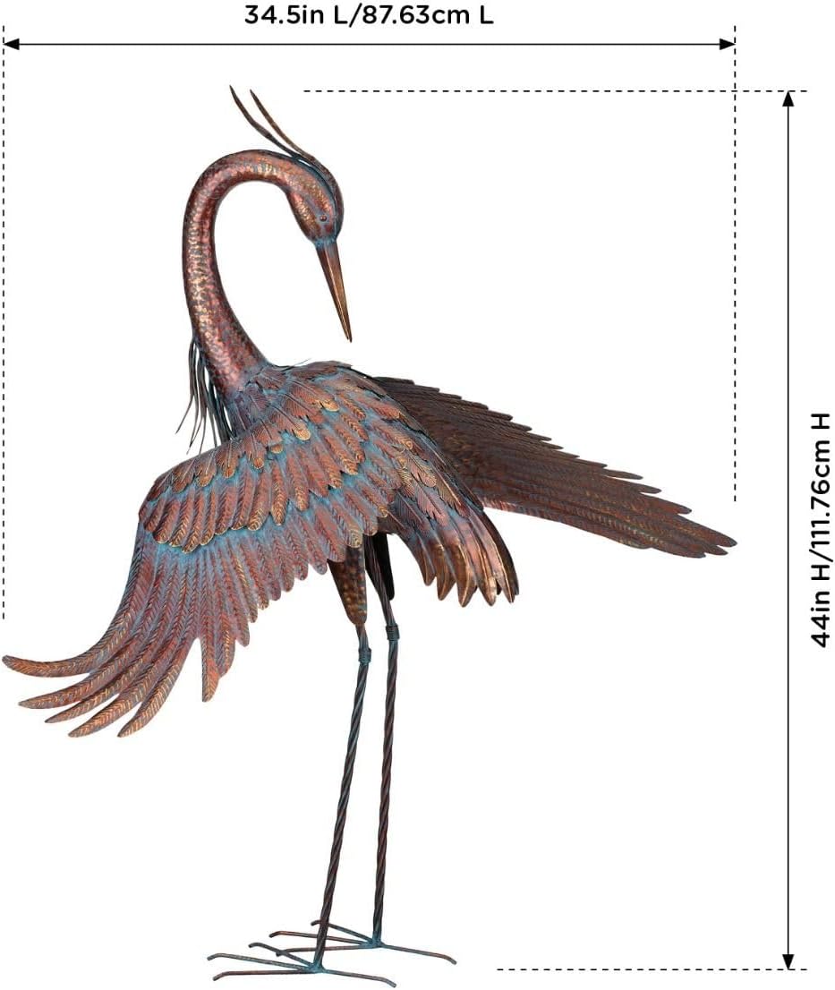 Regal Art & Gift Copper Patina Heron Metal Statue – Indoor Outdoor Decorative Sculpture for Home & Garden Décor, Weather-Resistant Yard Art Figure for Patio, Lawn