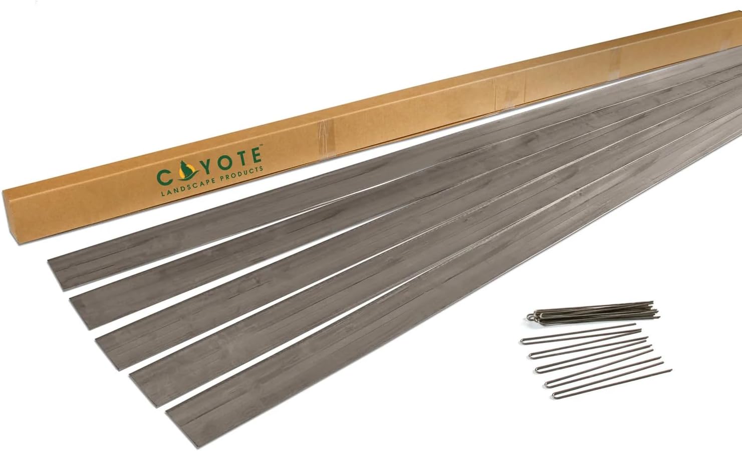 5 each 6' X 8' x18 gauge Rolled Top Raw Lawn Edging Home Kit with 15 each Raw Edge Pins