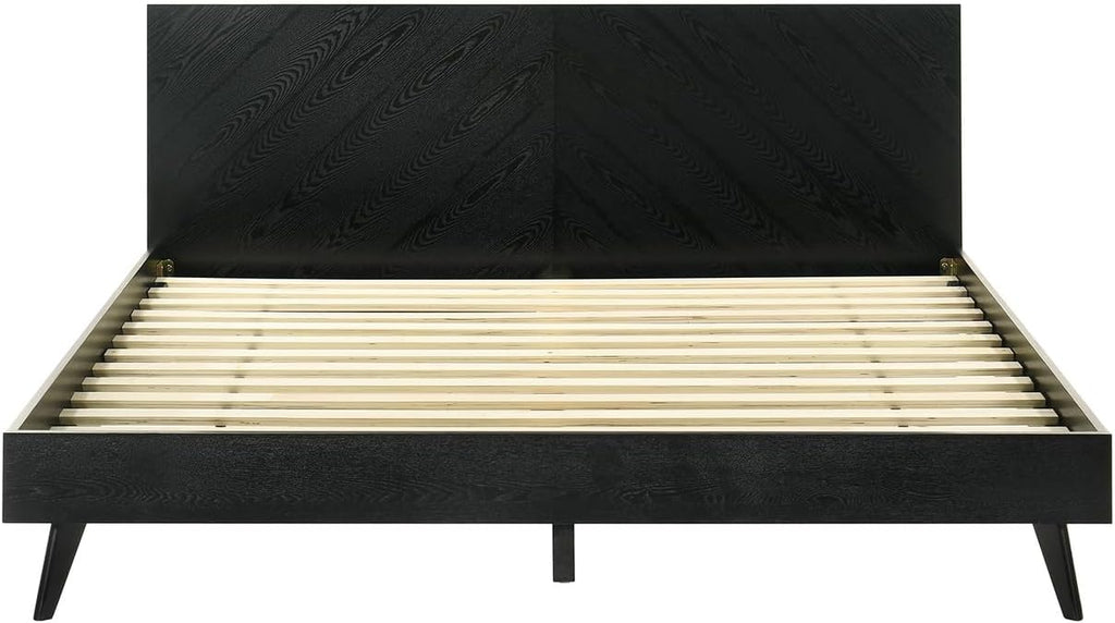 HomeStock King Wood Bedroom Set - 3 Piece Black Finish Bed Frame2 Nightstands