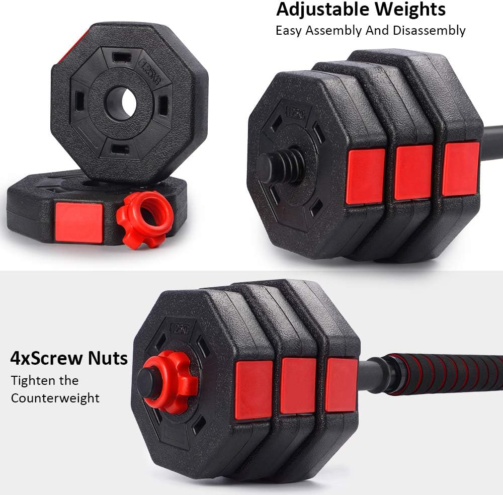 wolfyok Dumbbells Set, Adjustable Weights 3-in-1 Set Barbell 44Lb/66Lb, Home Gym Equipment for Men Women Gym Workout Fitness Exercise with Connecting Rod