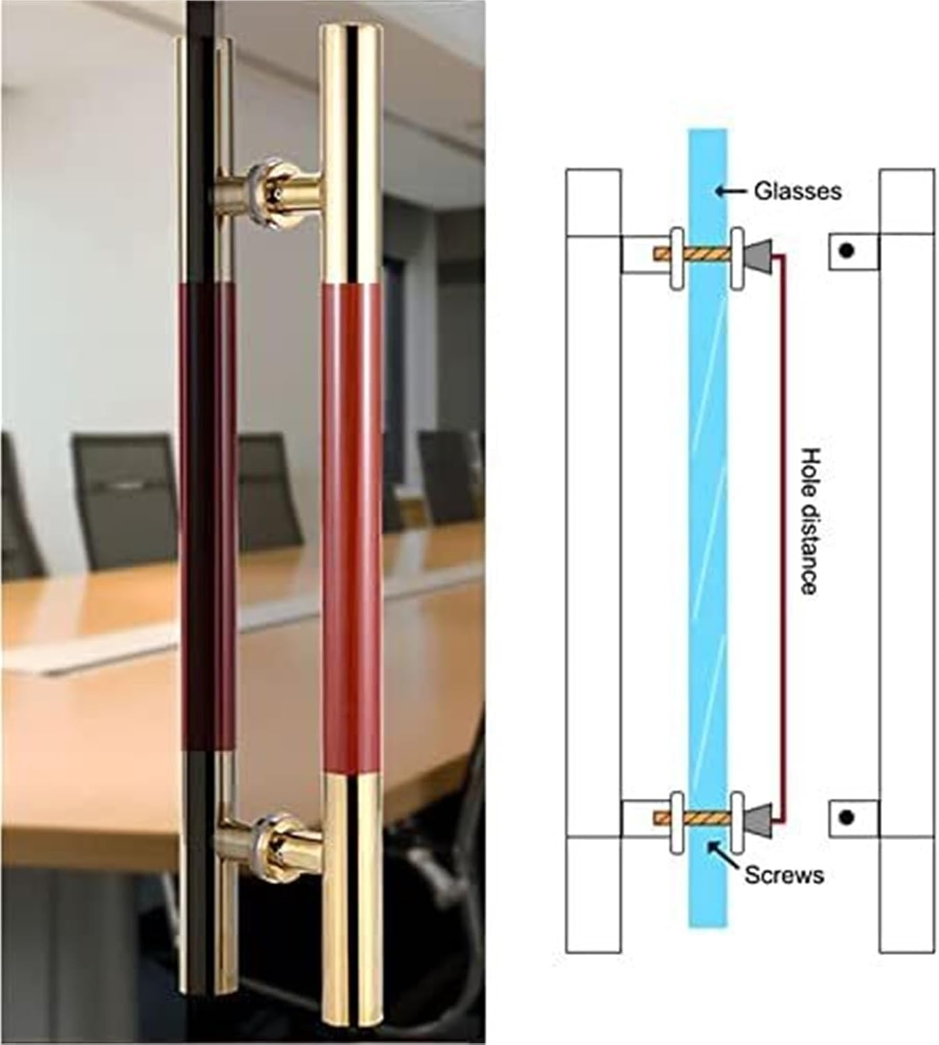 Barn Door HandlenStainless Steel Sliding and Pocket Door Pull, Cabinet and Closet Metal Handle, Drawer Handle for Furniture and Screen Door Hardware(60Cm(23 5/8In)*40Cm)