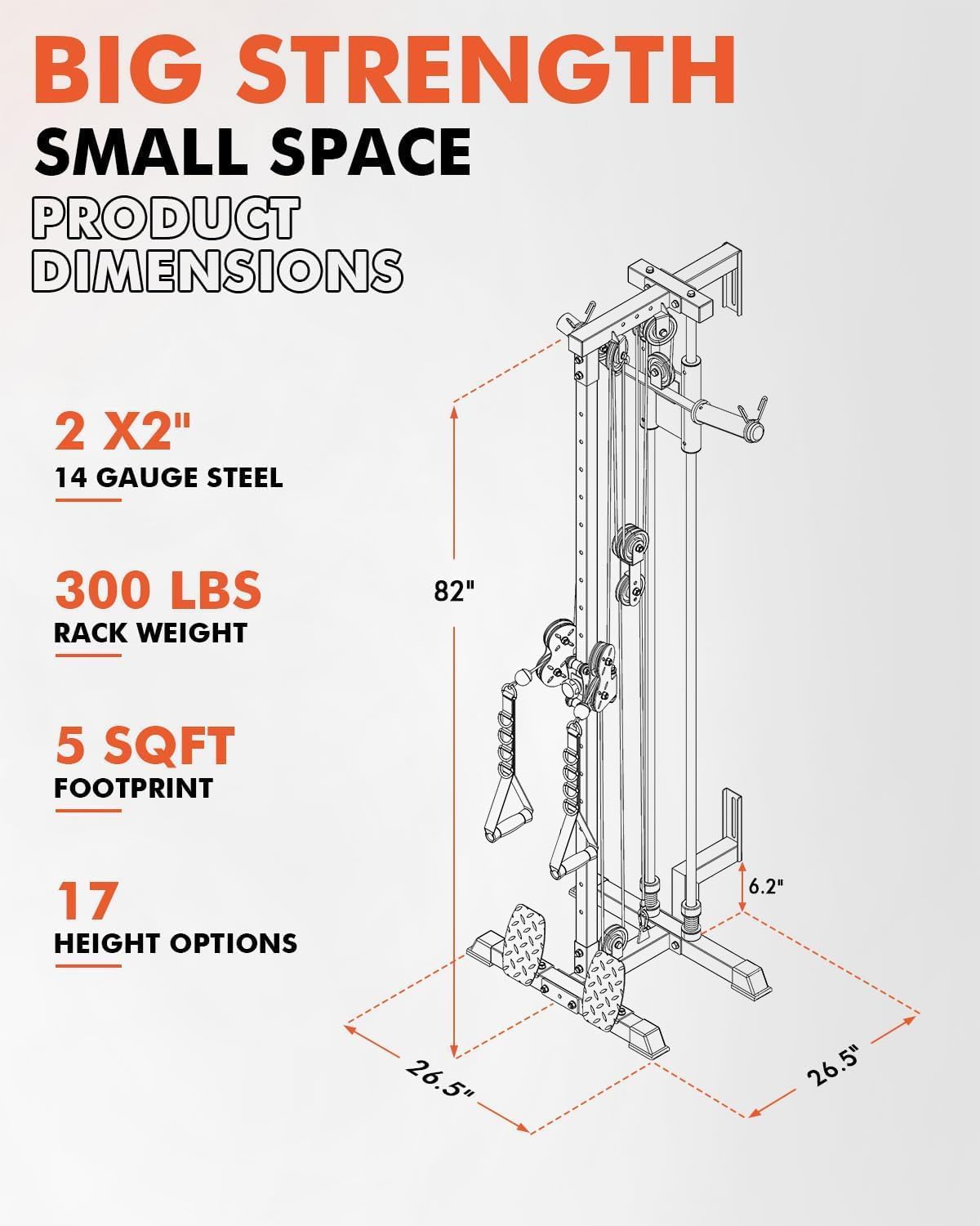 Mikolo Wall Mount Cable Station, Cable Crossover Machine with Dual Pulley System and 19 Adjustable Positions for Home Gym Fitness Equipment