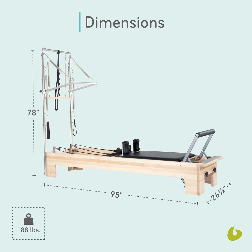 Balanced Body Studio Pilates Reformer with Sitting Exercise Box, Pilates Machine for Studio or at-Home Gym Equipment, Exercise Equipment for Fitness and Well-Being