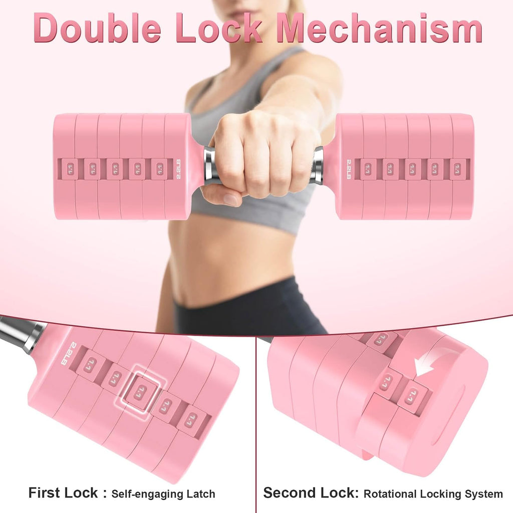 Hezeyferg 30.8LB Adjustable Dumbbell Set, Each Adjustable Weight Dumbbell with 6 Levels 4.4/6.6/8.8/11/13.2/15.4lb, Hand Weights Set for Men/Women Home Gym Exercise Workout