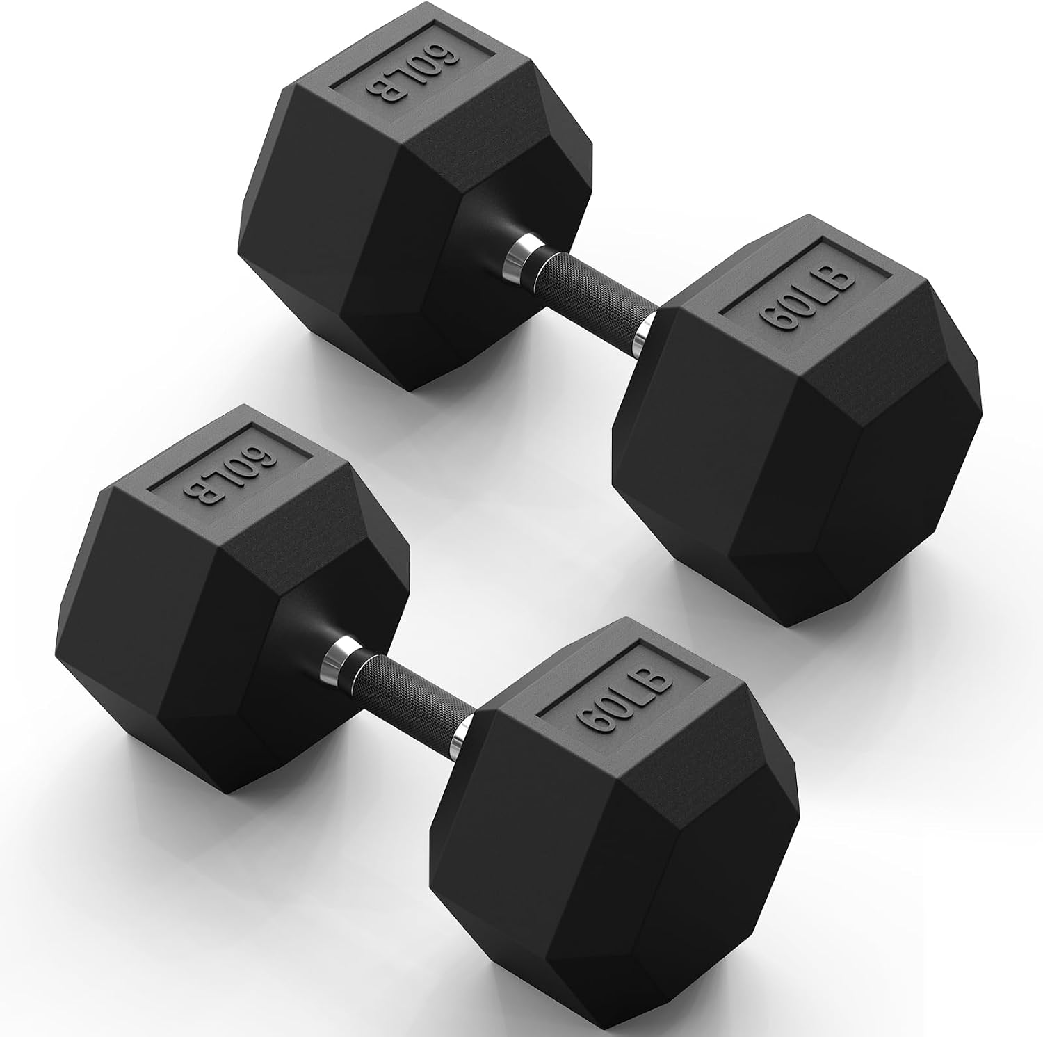 Comfort handle Rubber Encased Hex Dumbbell, Hand Weights with Anti-Slip Cast Iron Grip for Exercise & Fitness, Weights Dumbbells Set of 2 for Strength Training