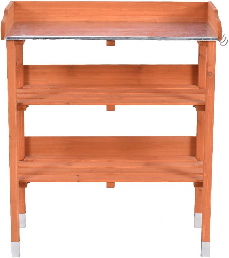 New Outdoor Garden Wooden Potting Bench Work Station Table Tool Storage Shelf W/Hook