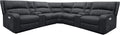 Pemberly Row Slate 7 Piece Power Reclining Sectional, Adjustable Headrests, USB Charging, Heavy-Duty Fabric, 130.75 in x 130.75 in, Plush Comfort, Cup Holder Console, Living Room Furniture