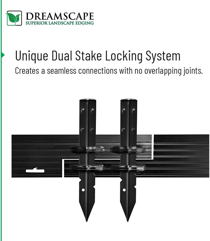 Dreamscape PRO Aluminum Landscape Edging - Easy Install Professional Landscaping Border - 10 Strips, 8ft Each (80ft Total) - Mill Finish (Natural Aluminum) - Metal Divider for Lawn, Garden, Flowerbed