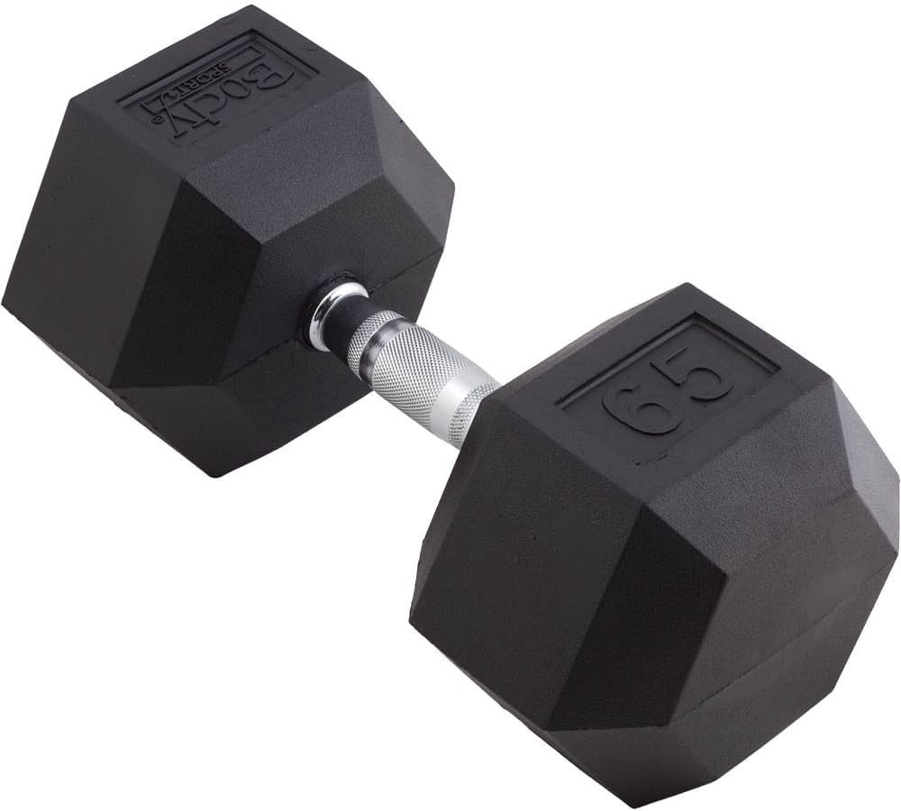 Body Sport Rubber Encased Hex Dumbbell Weight, Single – Dumbbells for Exercises – Strength Training Equipment – Home Gym Accessories – Weight Training