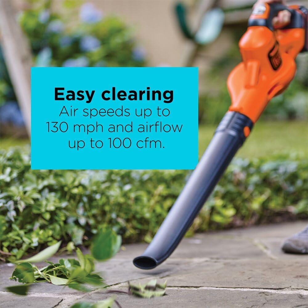 BLACK+DECKER 20V MAX* Cordless Sweeper with Power Boost, Leaf Blower with Battery and Charger (LSW321)