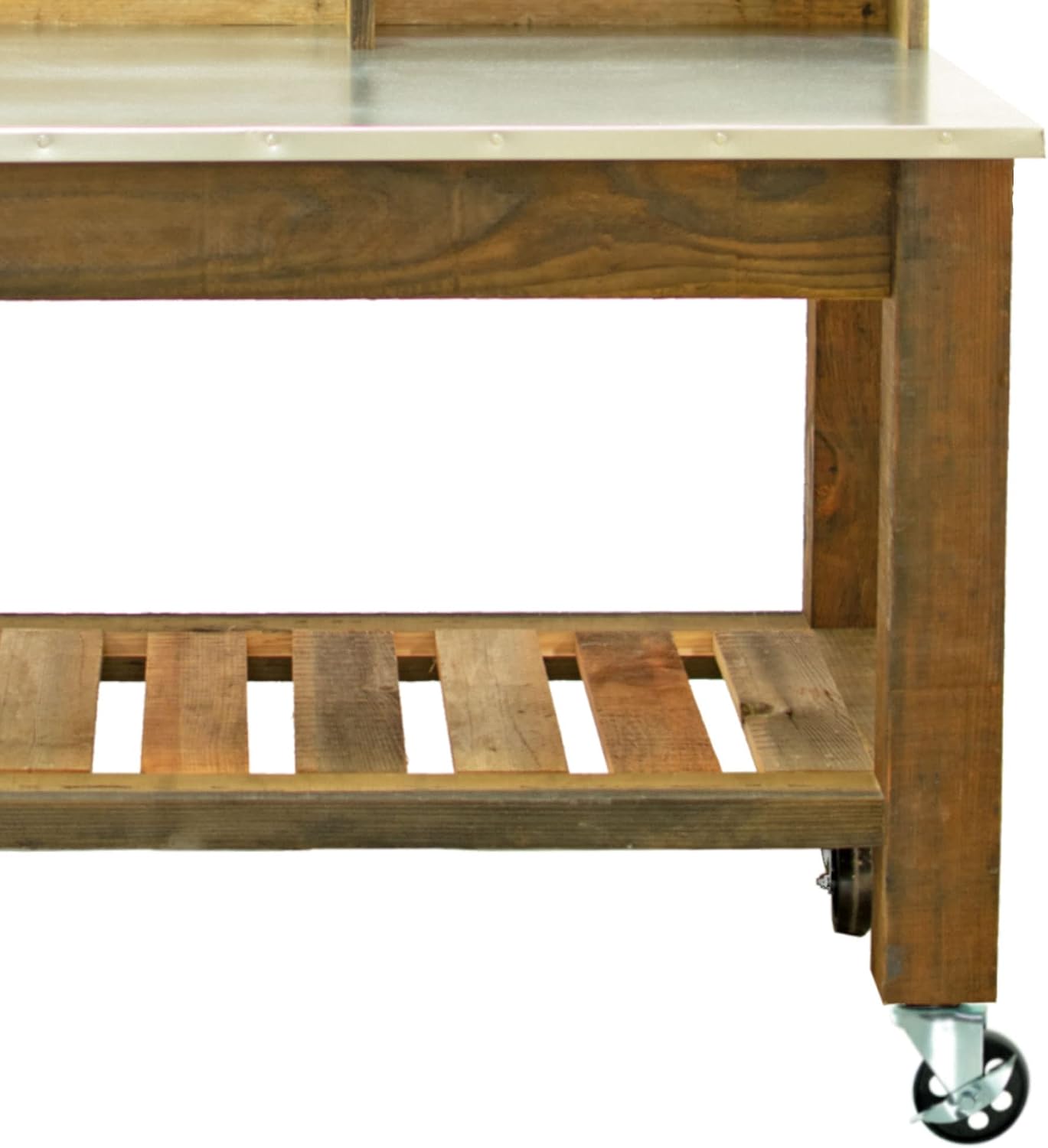 Potting Table Buffet Island Workbench Outdoor Patio Garden Furniture 5in Galvanized Steel Cast Iron Castors & Brakes