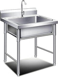 Commercial Stainless Utility Sink,Restaurant Sink,Industrial Sinks Free Standing Utility Sinks with Stands and Workbench for Garage Restaurant Kitchen Outdoor(50 * 50 * 80cm)
