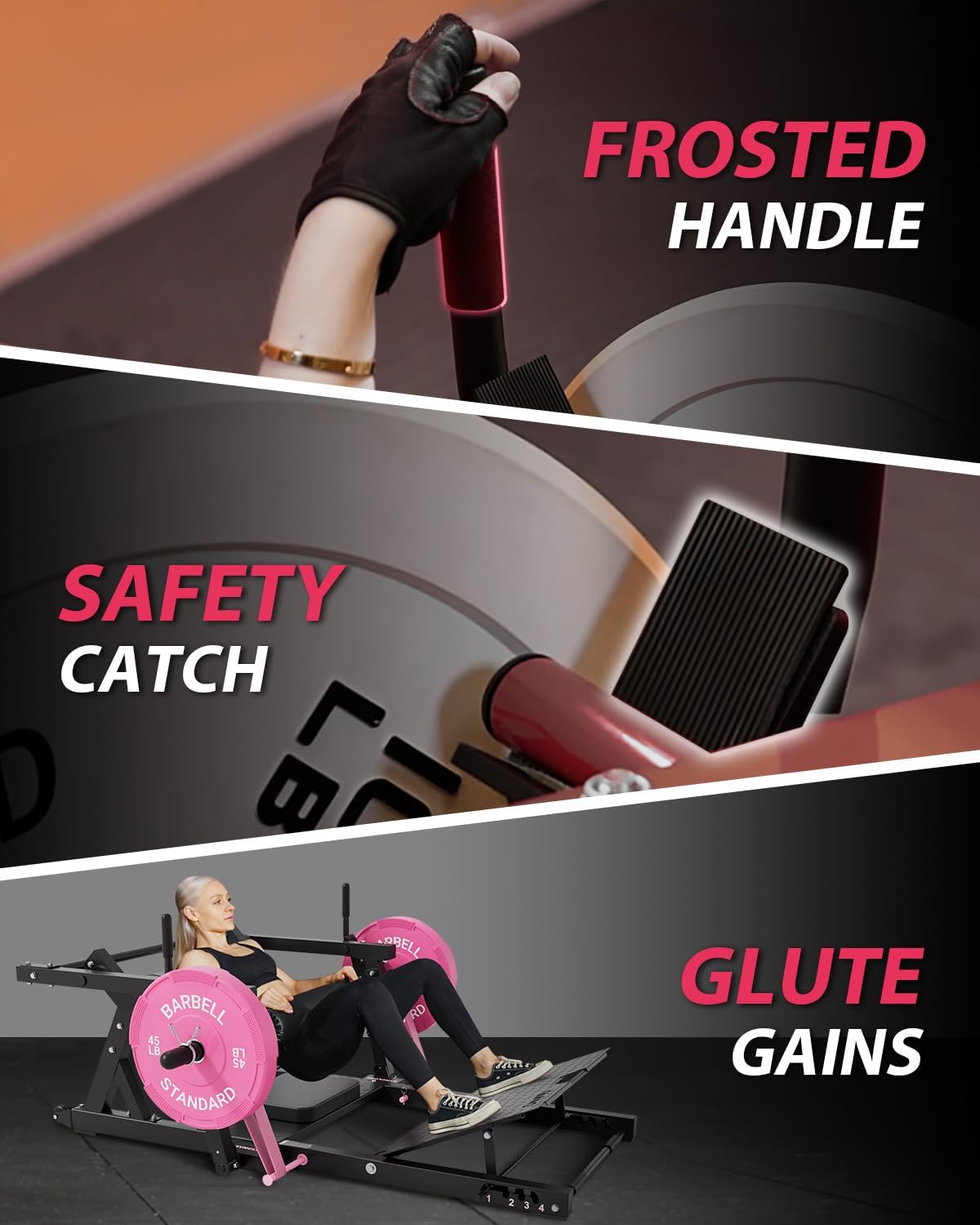 GMWD Hip Thrust Machine, 800LBS Plate-Loaded Glute Bridge Machine with Weight Holder, Heavy Duty Butt Exercise Equipment for Glute Muscles Building and Butt Shaping, Adjustable Footboard(R100LB