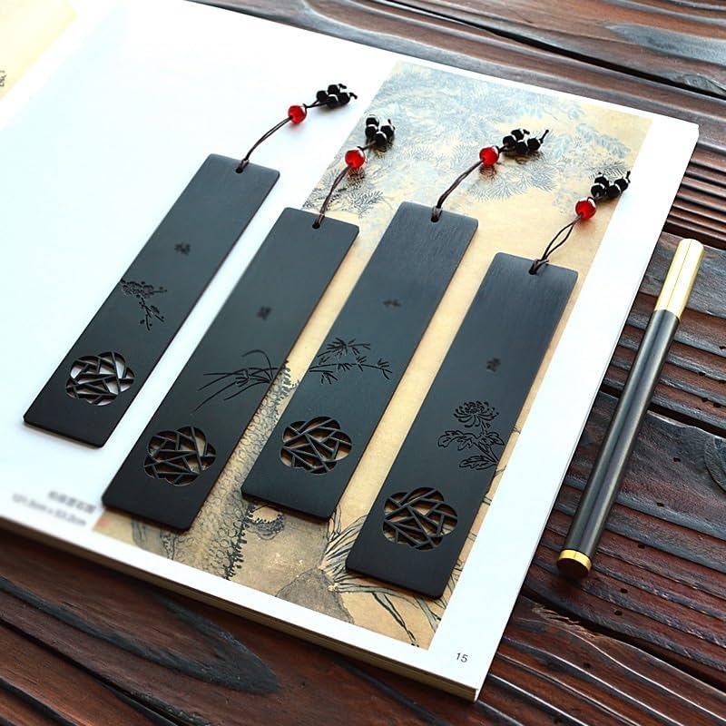 Classical Chinese Literary Pen Bookmark Set Engraved Hollowing