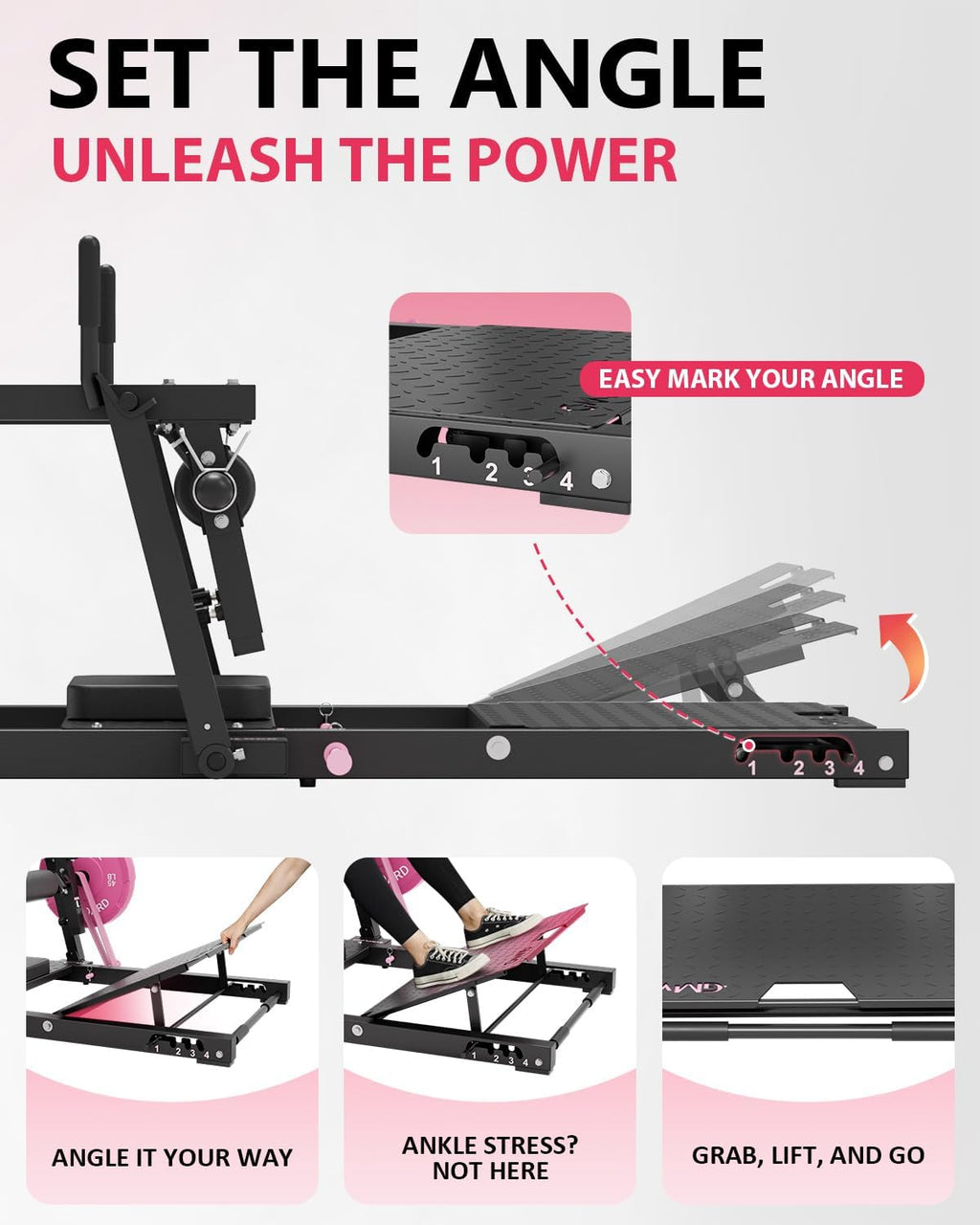 GMWD Hip Thrust Machine, 800LBS Plate-Loaded Glute Bridge Machine with Weight Holder, Heavy Duty Butt Exercise Equipment for Glute Muscles Building and Butt Shaping, Adjustable Footboard(R100LB