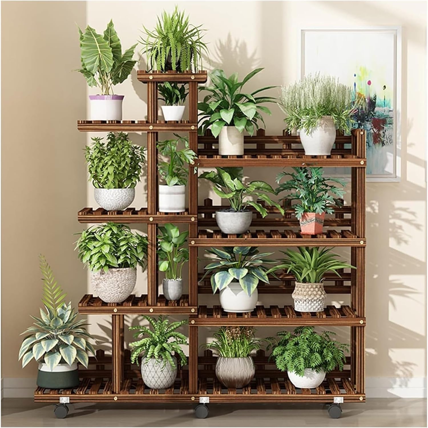 Potting Bench Table,Garden Potting Table, Plant Stand Indoor 5-Tier Tiered Plant Shelves Plant Rack Display Holder Planter Organizer for Garden Balcony Patio Bedroom Office, 120x25x125cm