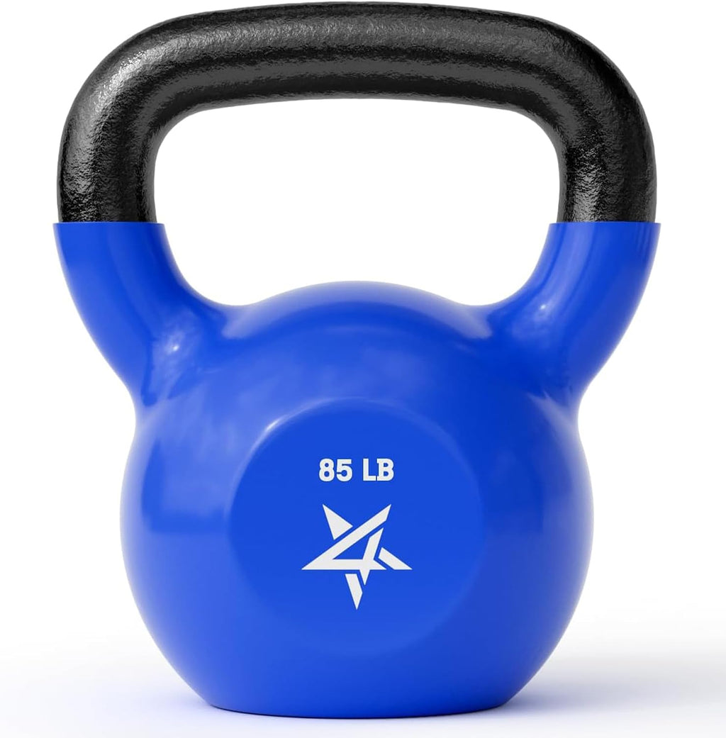 Yes4All Kettlebell, 5-100 LB Vinyl Coated Cast Iron Strength Training Kettlebells for Home Gym Exercises, Fitness, Full Body Workout Equipment, Push Ups, and Grip Strength