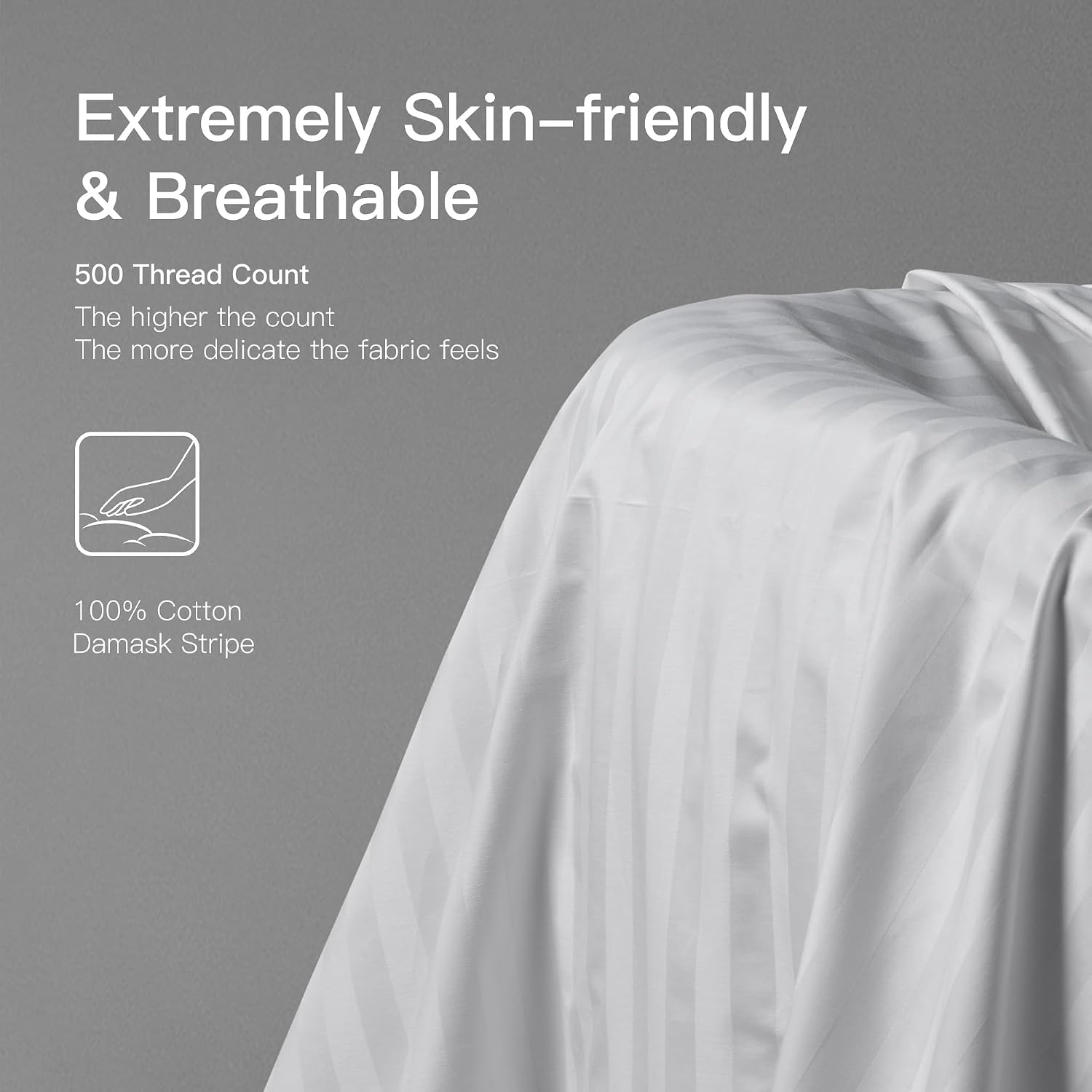 Hotel Grand Goose Down Comforter Duvet Insert Queen - Made in USA，Ultra Soft Striped Pattern Cotton Cover Fabric Fluffy， Hypoallergenic，500 Thread Count，650 Fill Power，All Season Warmth 90x90 Inches