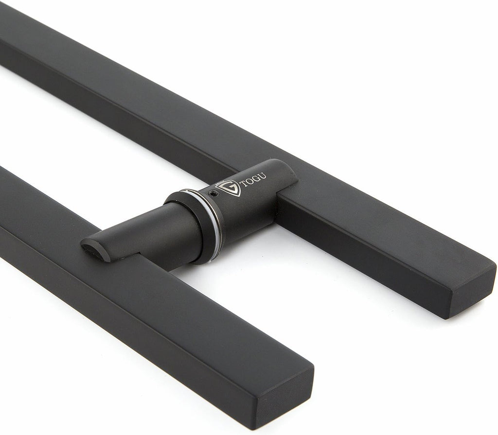TOGU TG-6017 71 inches Solid Standoffs Heavy-Duty Commercial Grade-304 Stainless Steel Push Pull Door Handle/Barn Door Pull Handle/Glass Pulls, Matte Black Finish