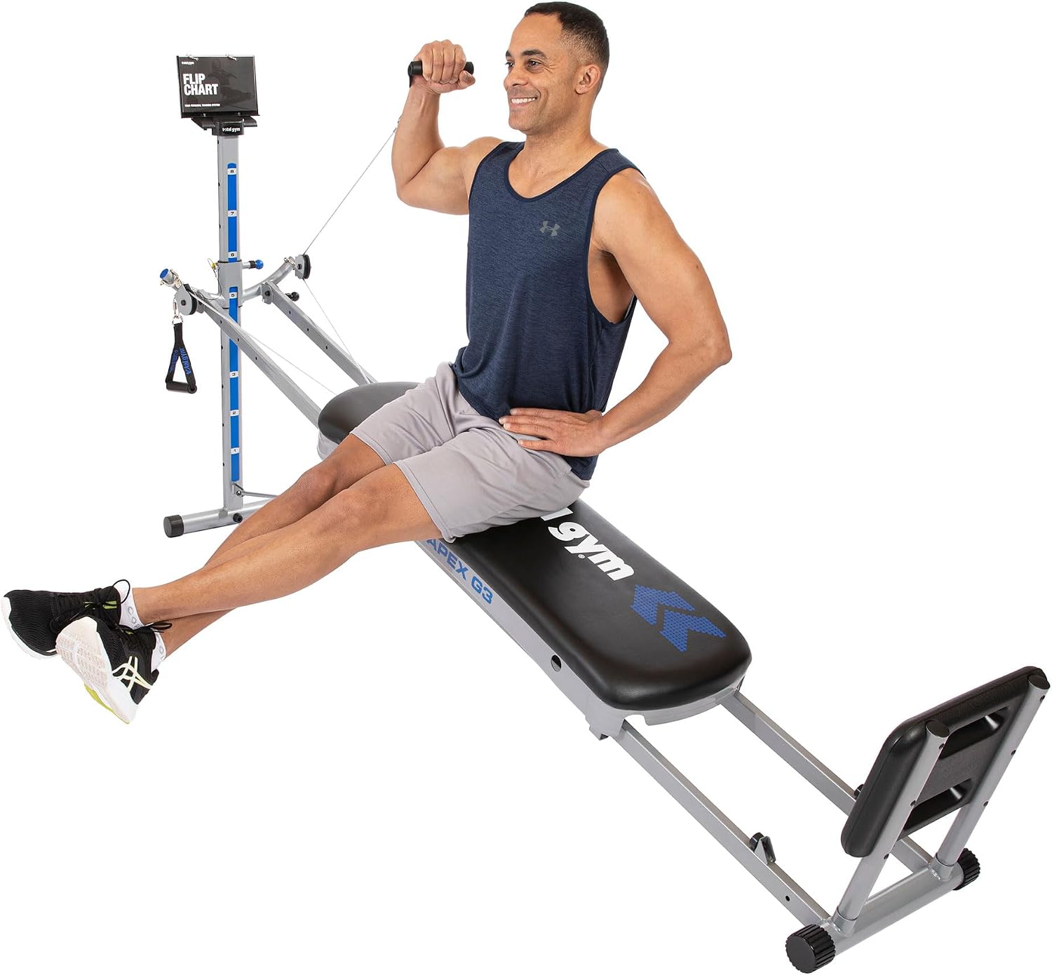 Total Gym Apex G3, Slim-Frame Incline Bodyweight Training Home Exercise Machine w/ 8 Levels of Resistance, Squat Stand, & Basic Accessory Set