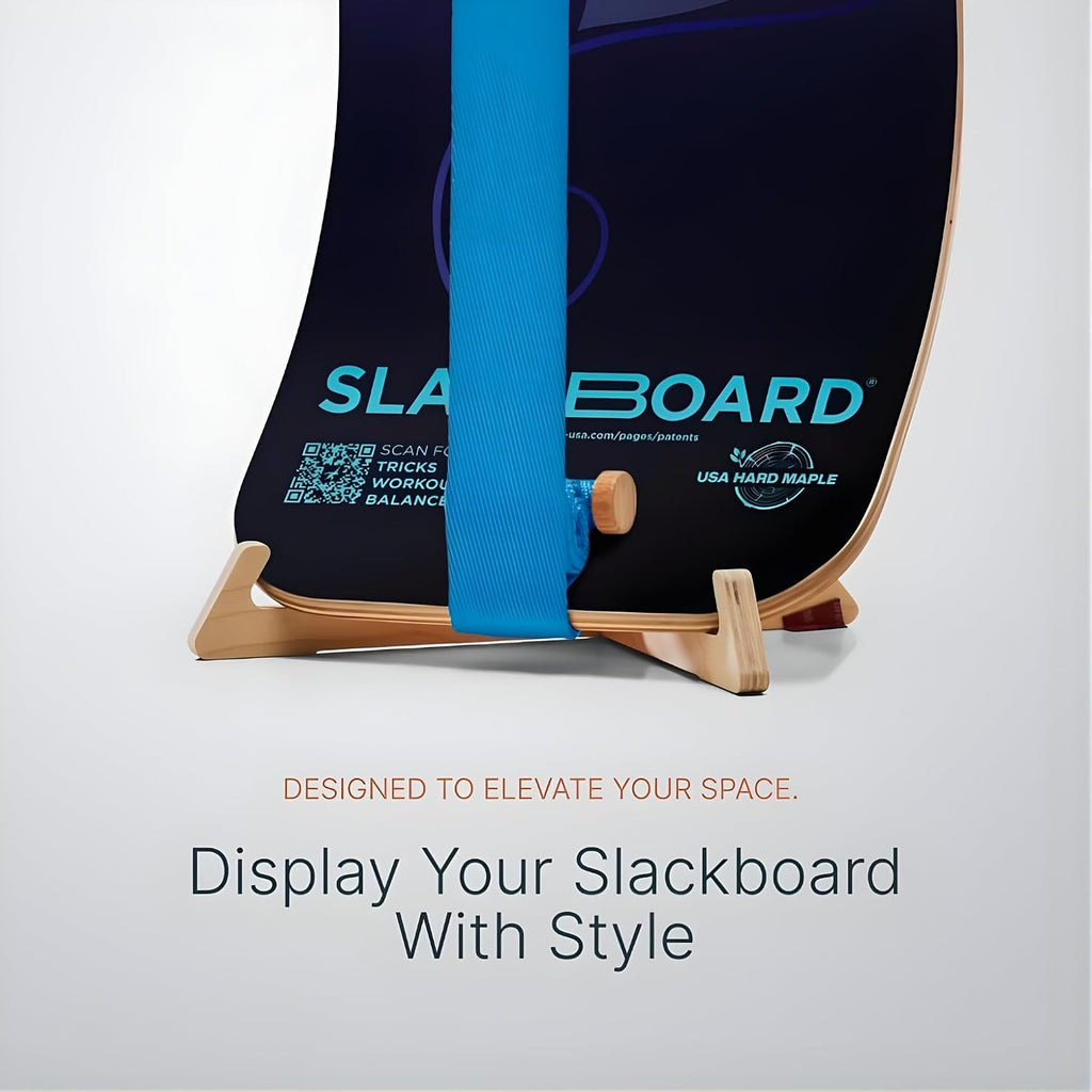 GIBBON SlackBoard Plus & Stand - 2-in-1 Slackline Balance Board for Adults - Workout Equipment Home Gym Training - Wooden Balance Trainer, Standing Desk Exercise, Yoga, Agility, Pilates, Core, Fitness