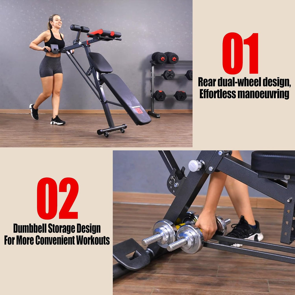 K KiNGKANG Adjustable Weight Bench,Multi-Functional Roman Chair for Full All-in-One Body Workout Hyper Back Extension and Sit up