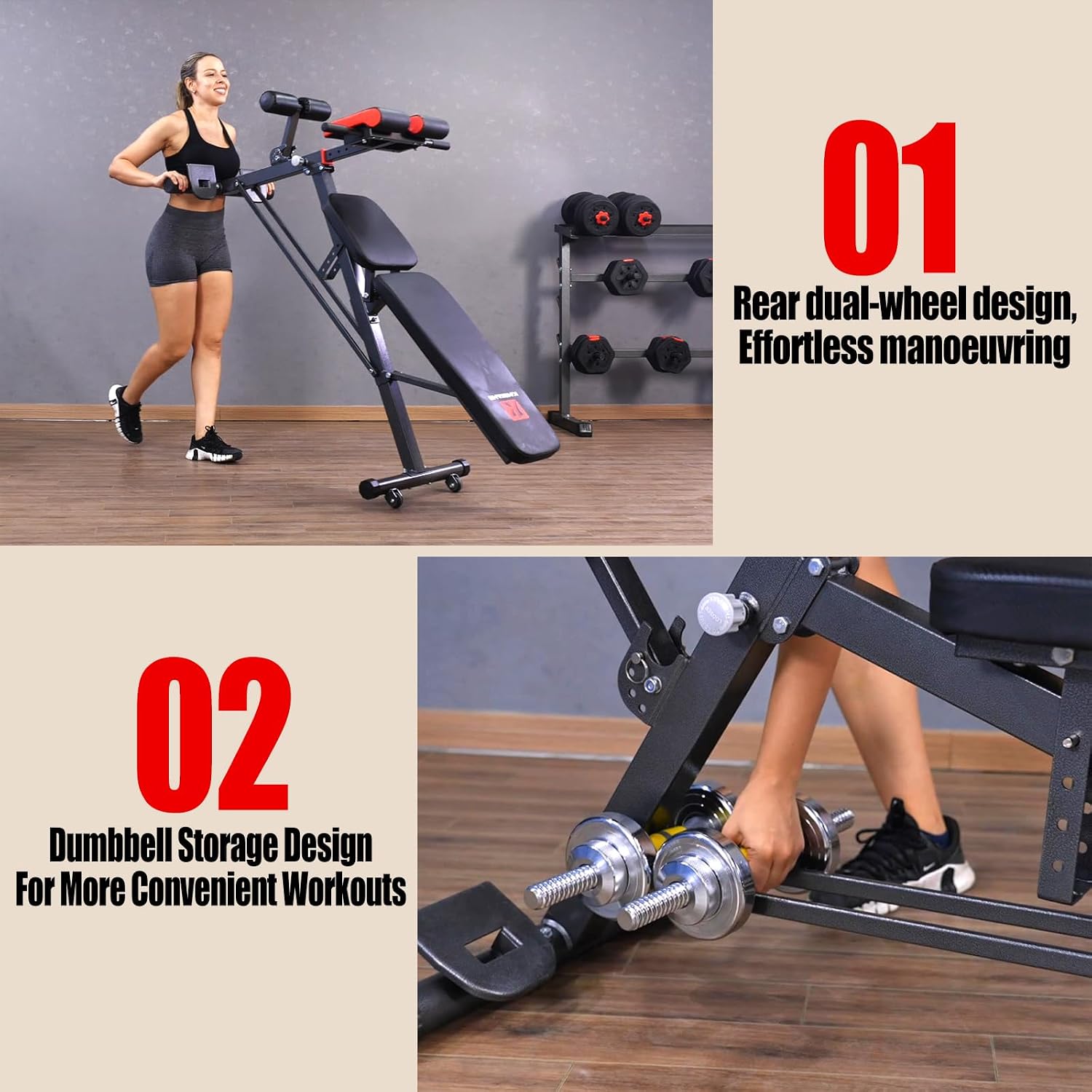 K KiNGKANG Adjustable Weight Bench,Multi-Functional Roman Chair for Full All-in-One Body Workout Hyper Back Extension and Sit up