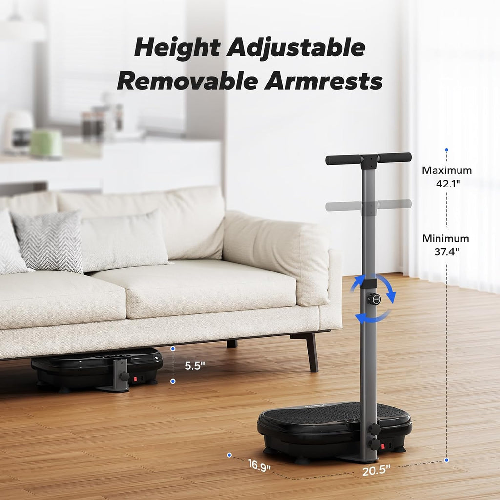 MERACH Vibration Plate Exercise Machine, Vibration Plate for Lymphatic Drainage Weight Loss, Vibrating Plate Exercise Machine with Handrails, Exercise Equipment for Women Men Home