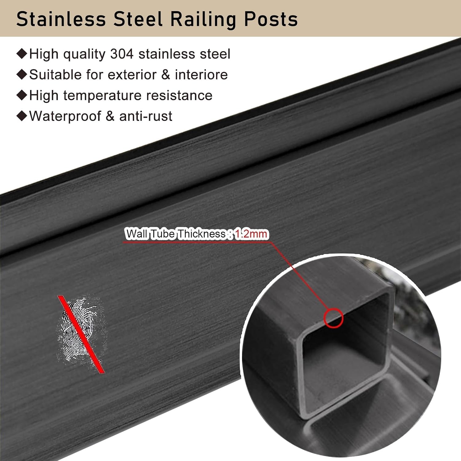 Heavy Duty Glass Railing Post Kit, Glass Black Railing Post for Stairs Villa House Gazebo Porch, Square Glass Balustrade Post with Bolt(Black Corner Post,60cm/23.5in)