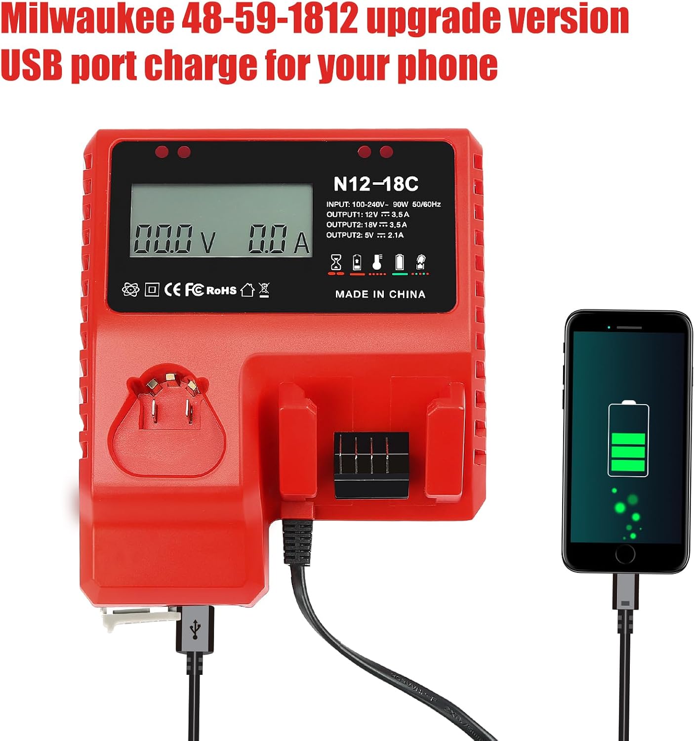 YongerTool 2 Pack 18V 9.0 Ah Replacement for Milwaukee M-18 Battery and 1 Charger