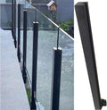 Wall Side Mount Black Glass Railing Post Side Mount, Outdoor Pool Fence Panels Baluster Post, Deck Railing System with Complete Kit for Exterior Steps Villas Balcony/ Stairway(Right End Post,60cm/23.6