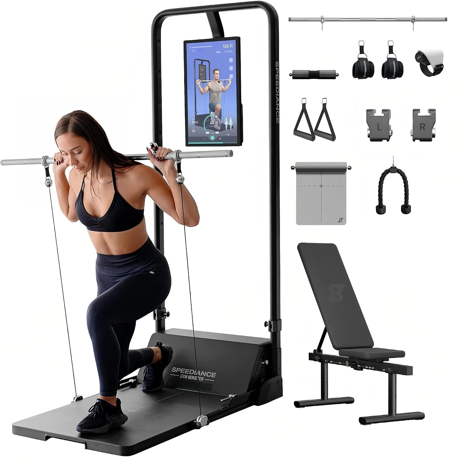 Speediance Gym Monster Smart Home Gym, Multifunctional Strength Training Machine, Smith Machine Power Cage Workout Station, Squat Rack Cable Machine, Full Body Fitness Equipment for Home Workout