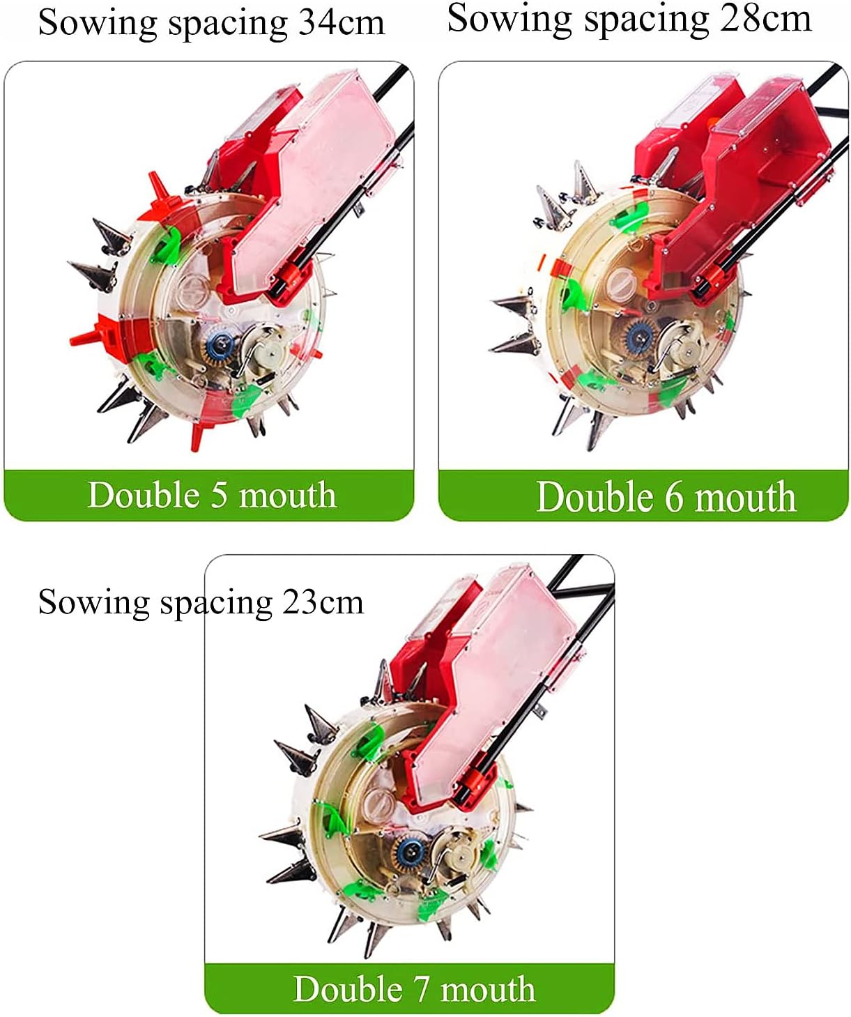Hand-Push Roller Seeder and Fertilizer Applicator, Walk-Behind Row Crop Seed Planter, Manual Lawn & Garden Spreaders with 8 Seed Plates,5 Mouths (5 Mouths