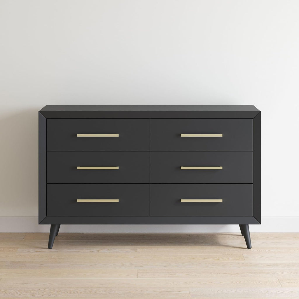 Child Craft Cranbrook Design 4-in-1 Convertible Baby Crib Nursery Furniture Set, Baby Bed and 6 Drawers Double Dresser, for Babies, Toddlers and Kids Bedroom (2 Piece - Ebony)