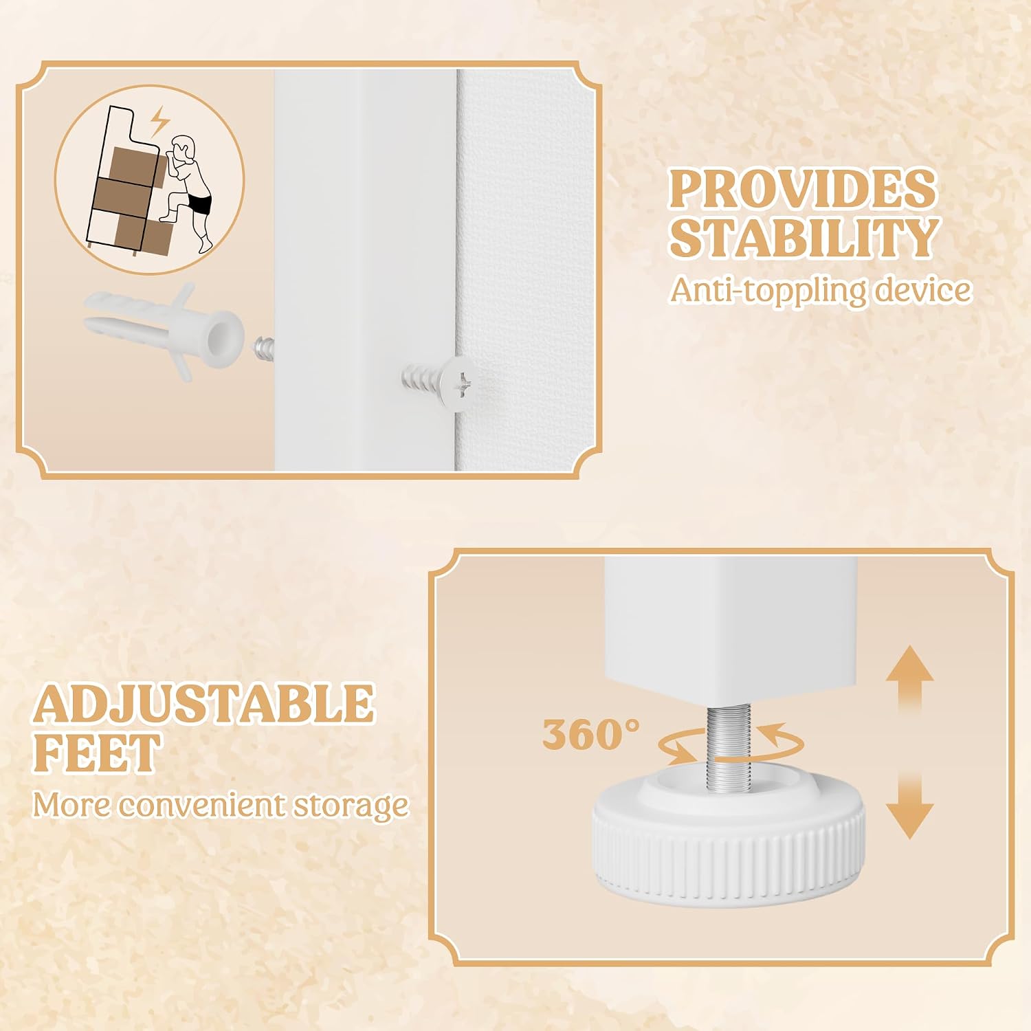 Lulive White Dresser for Bedroom 6 Drawers - Fabric Dressers for Bedroom with LED Light & Charging Station - Adults Chest of Drawers for Living Room Hallway Closet (White)