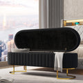 EcoHarbor Living 55.5' Storage Bench Ottoman End of Bed Bench Bedroom Bench, Upholstered Velvet Long Window Bench Large King Size with Gold Legs, Flipping Lid Entryway Footrest (Black)