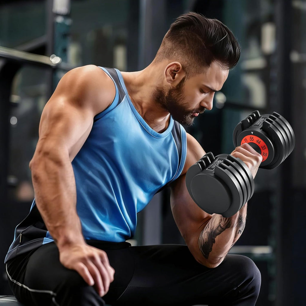 AOTOB Adjustable Dumbbell Set 25/55 Lbs (Pair), Fast Weight Adjustment with Anti-Slip Turning Handle, Space-Saving for Home Gym, Strength Training Equipment for Men & Women