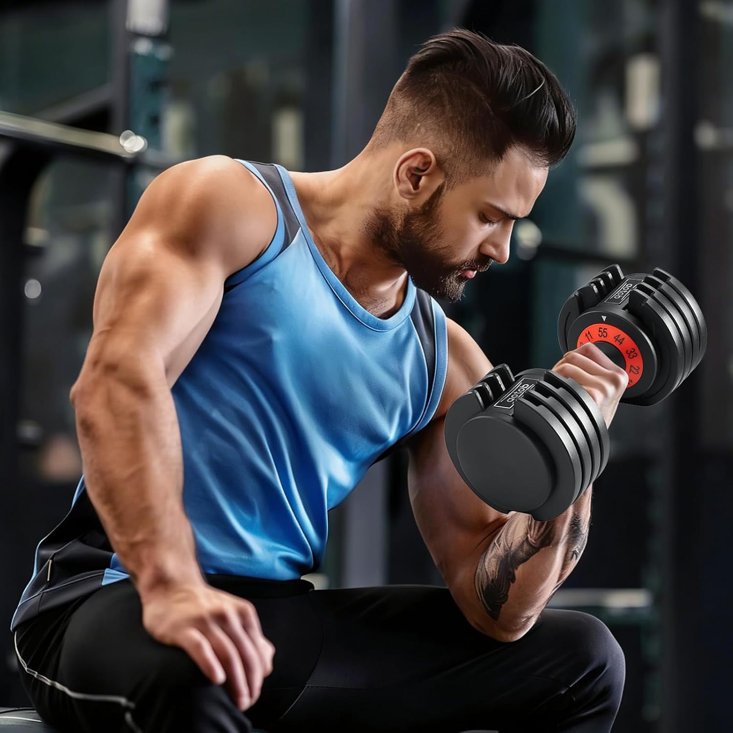 AOTOB Adjustable Dumbbell Set 25/55 Lbs (Pair), Fast Weight Adjustment with Anti-Slip Turning Handle, Space-Saving for Home Gym, Strength Training Equipment for Men & Women