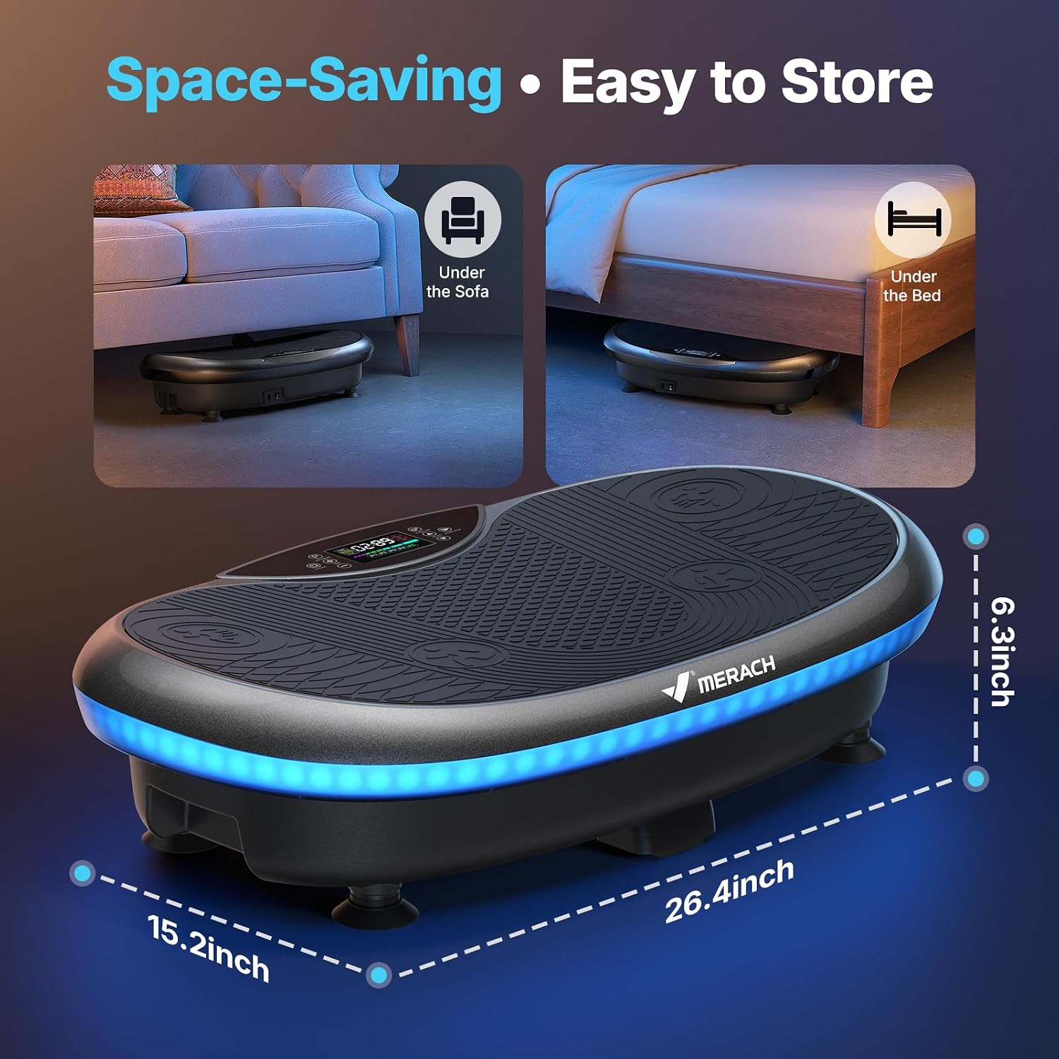MERACH Vibration Plate Exercise Machine, 4D Whole Body Workout Vibrating Platform for Lymphatic Drainage Weight Loss Muscle Activation, Home Fitness Equipment with Bluetooth Light Pull Cord