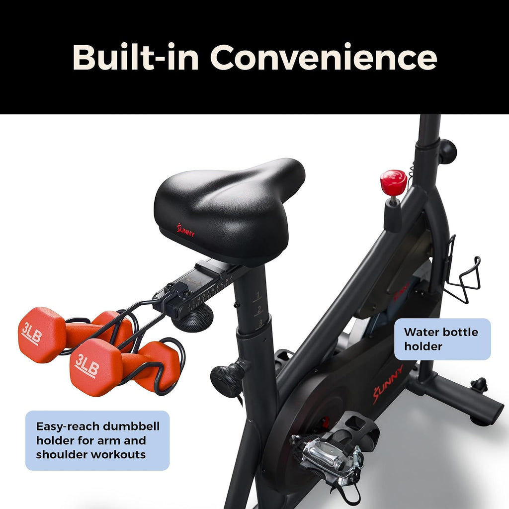 Sunny Health & Fitness Smart Magnetic Indoor Cycling Bike, Stationary Exercise Cardio Equipment, Free SunnyFit Training App