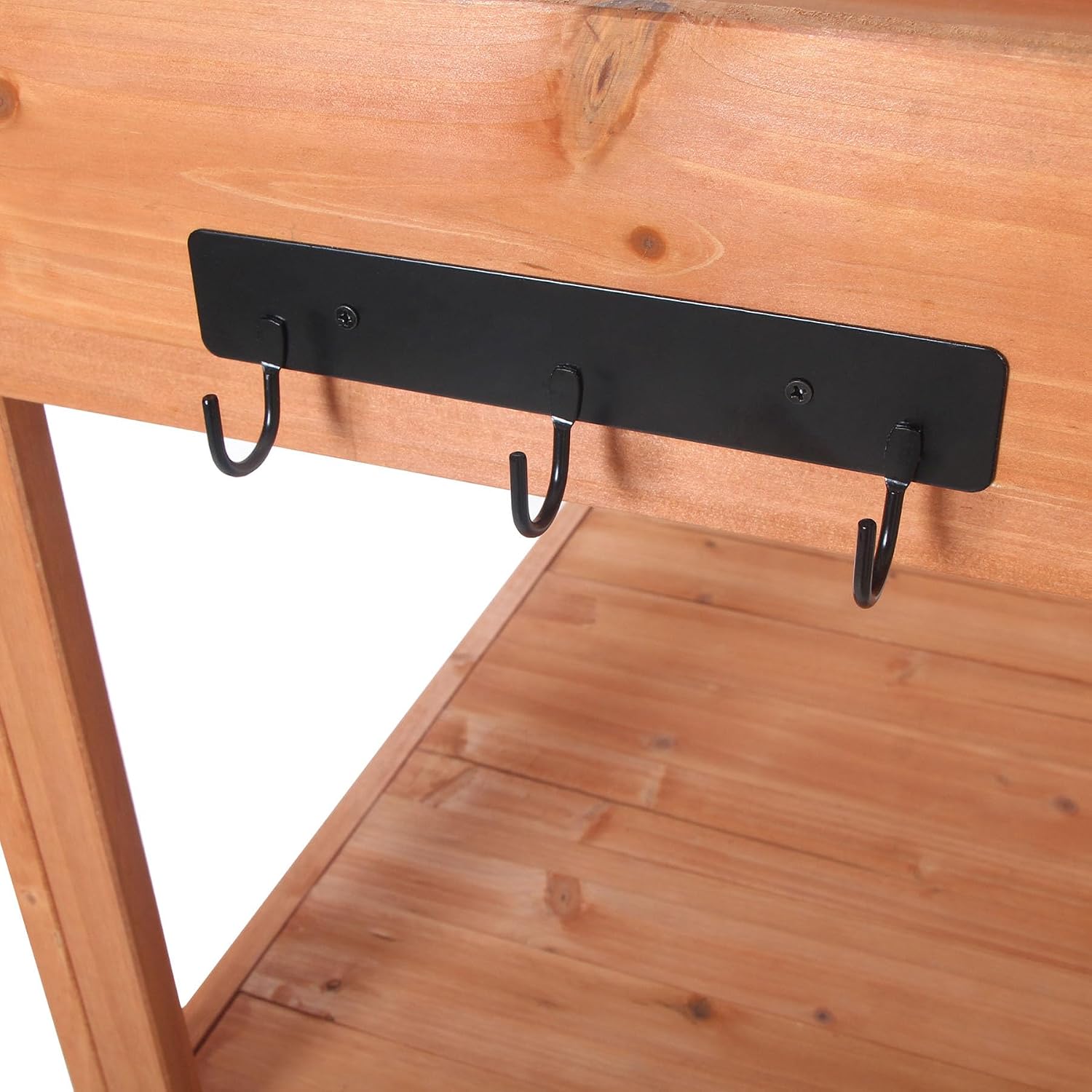 65 Inch Large Wooden Farmhouse Outdoor Potting Bench Table with 4 Storage Shelves & Anti-Falling Device, Rustic Patio Garden Workstation for Planting (Natural)