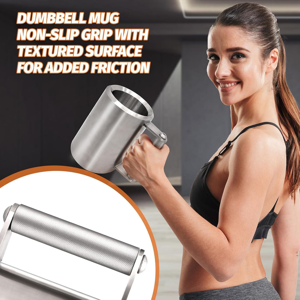 Heavy Coffee Mug Challenge 304 Stainless Steel Dumbbell Cups Silver Overweight Sports Water Cup for Fitness Training Arm Strength Prank Gift Home Gym Workout Equipment