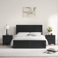 KISLOT 3 Pieces Bedroom Set, Queen Size Wood Platform Bed Frame and 2 Nightstands, Storage Nightstand with Type-C Charging Port, Farmhouse Bedroom Furniture Set