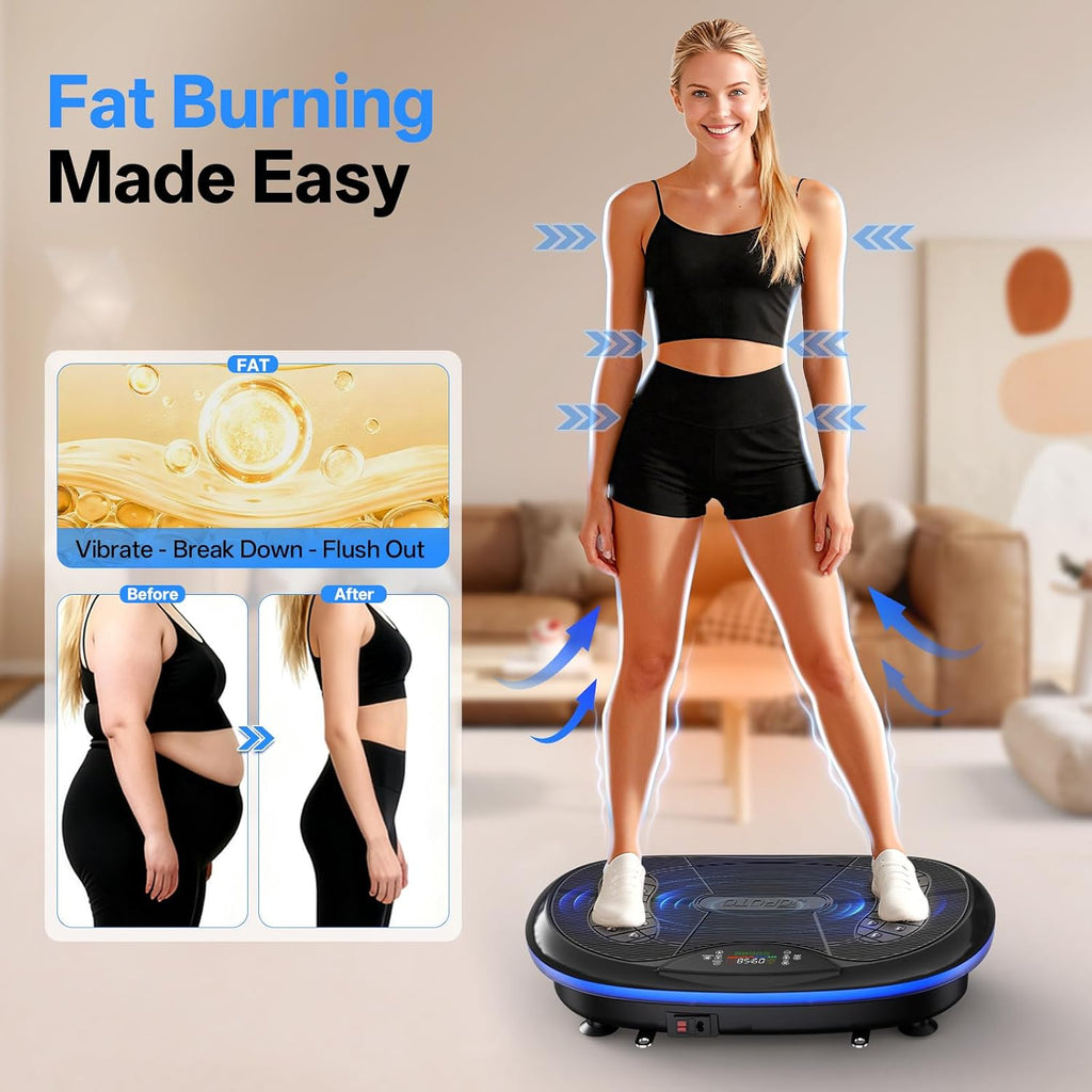 JOROTO 4D Vibration Plate Exercise Machine, 3-Motor App-Controlled High-Intensity Adjustable Speed Vibration Plate for Weight Loss & Lymphatic Drainage, Whole Body Shaker Workout Equipment for Women