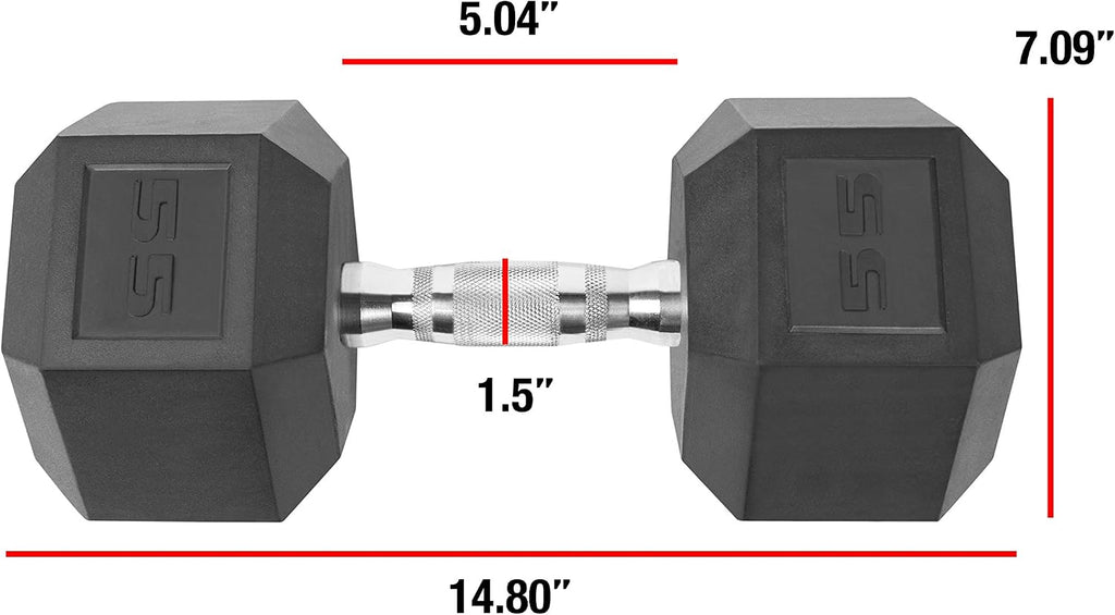 WF Athletic Supply Rubber Coated Solid Steel Cast-Iron Pair Dumbbells, Rubber Hex Dumbbells, Hex Weights Dumbbells for Muscle Toning, Full Body Workout, Home Gym Dumbbells, Pair