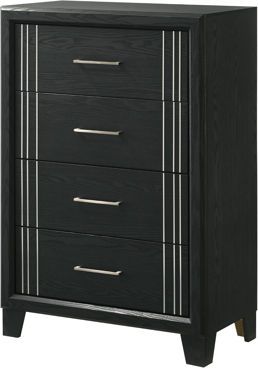 Contemporary 3pc Beautiful Charcoal Finish Full Size Panel Bed Wooden Bedroom Furniture Set