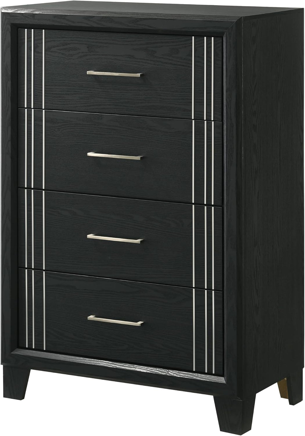 Beautiful Charcoal Finish Full Size Panel Bed Wooden 5pc Master Bedroom Furniture Set