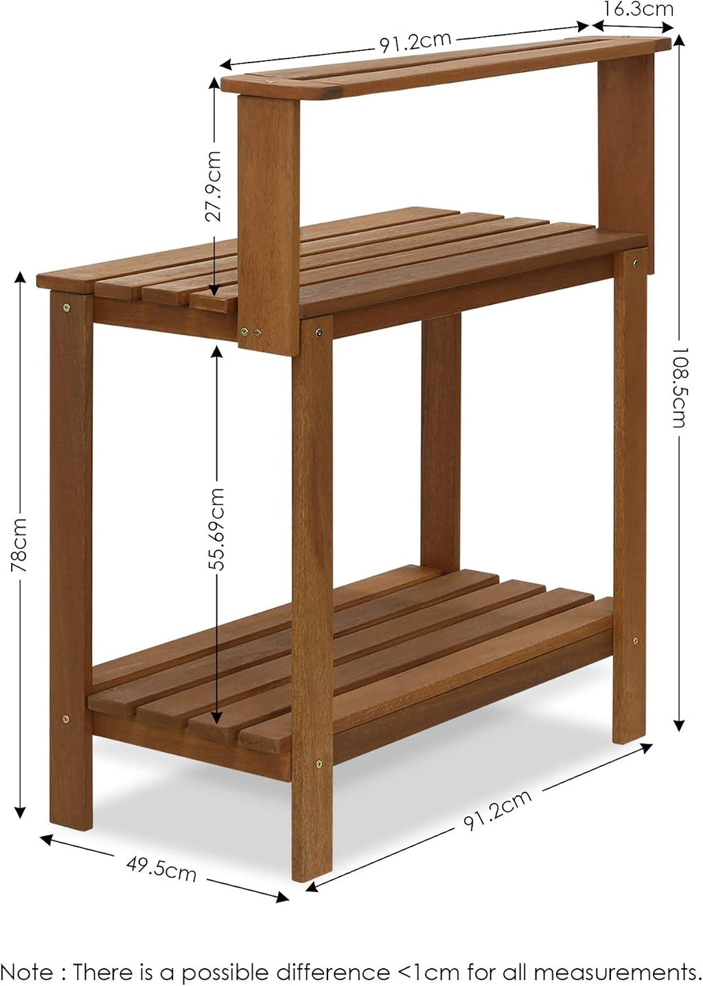 Furinno Tioman Outdoor Hardwood Potting Bench and Backless Bench