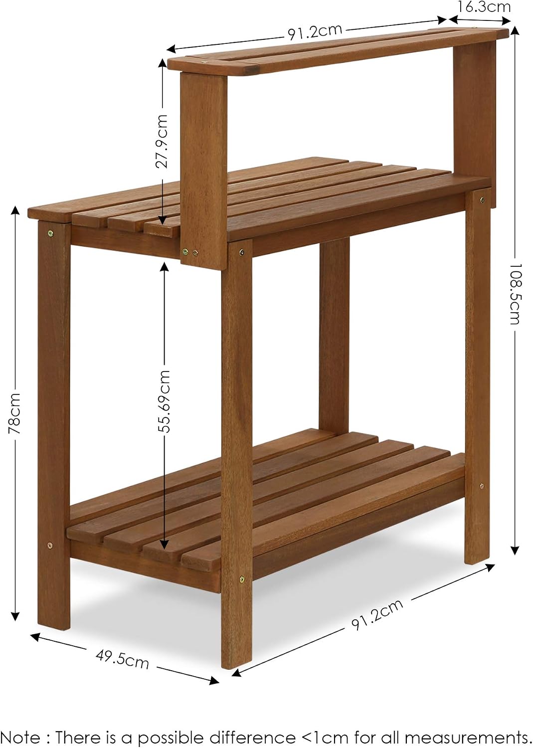 Furinno Tioman Outdoor Hardwood Potting Bench and Backless Bench